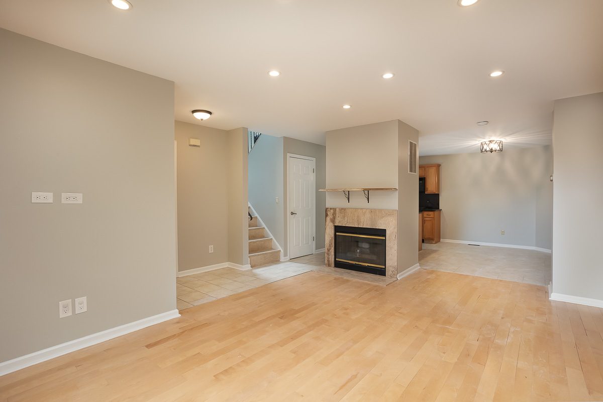 Family room finished in a warm neutral